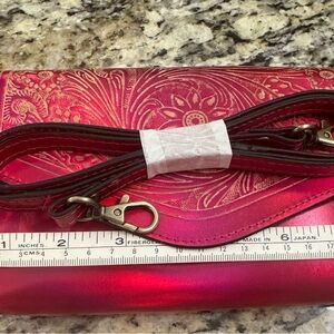 Pink Floral Embossed Crossbody Clutch